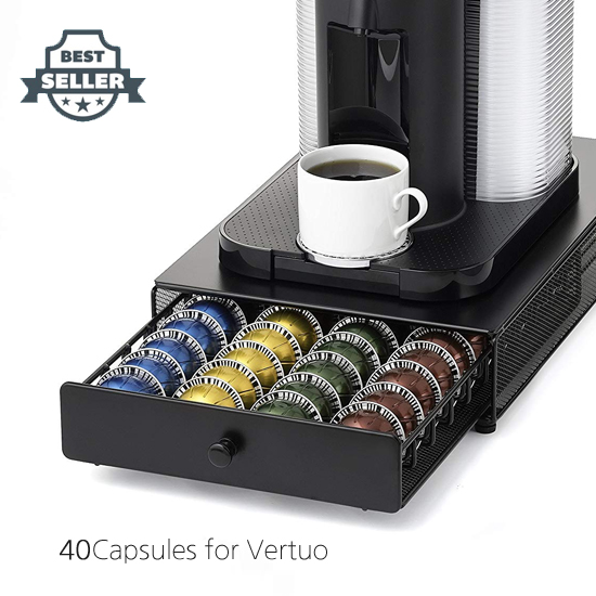 네스프레소 버츄오 캡슐 홀더 보관함 블랙 (40캡슐, 아마존 구매평 45 ★★★★☆)  Nespresso Vertuoline Capsule Drawer for Coffee Machines, Black