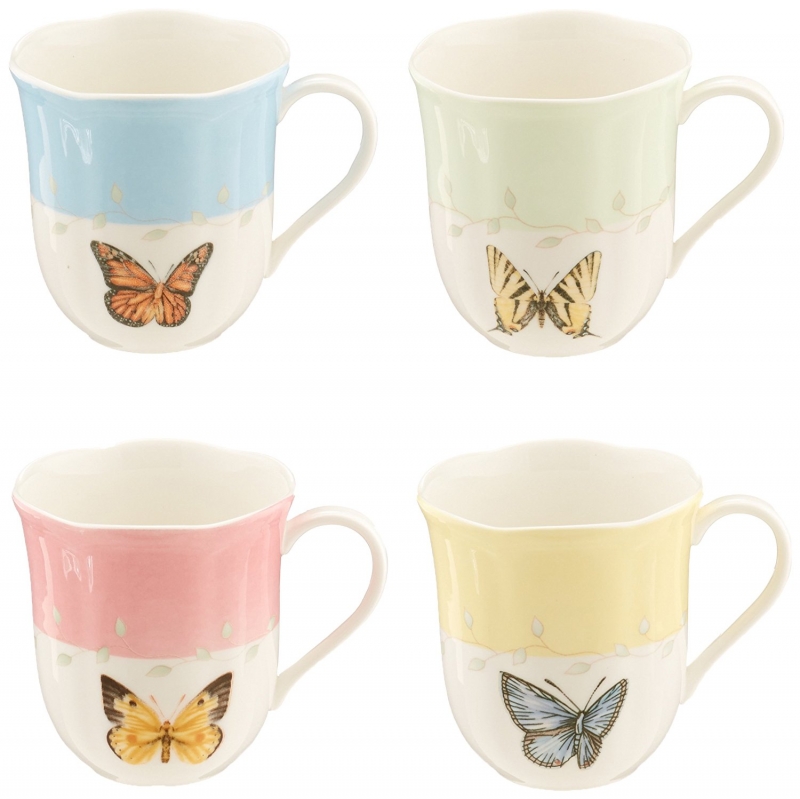 레녹스 버터플라이 머그 4개 셋트 Lenox Butterfly Meadow Mugs, Set of 4
