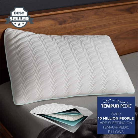 템퍼페딕 템퍼 엑스트라 소프트 베개 워셔블 커버, TEMPUR-PEDIC Tempur-Pedic TEMPUR-Adapt ProLo Queen Size Pillow, For Sleeping, Extra Soft Support, Low Profile Washable Cover, Assembled in the USA