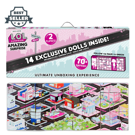 LOL 서프라이즈 어메이징 서프라이프 플레이 세트 LOL Surprise! Amazing Surprise with 14 Dolls, 70+ Surprises &amp; 2 Playset,Standard Packaging