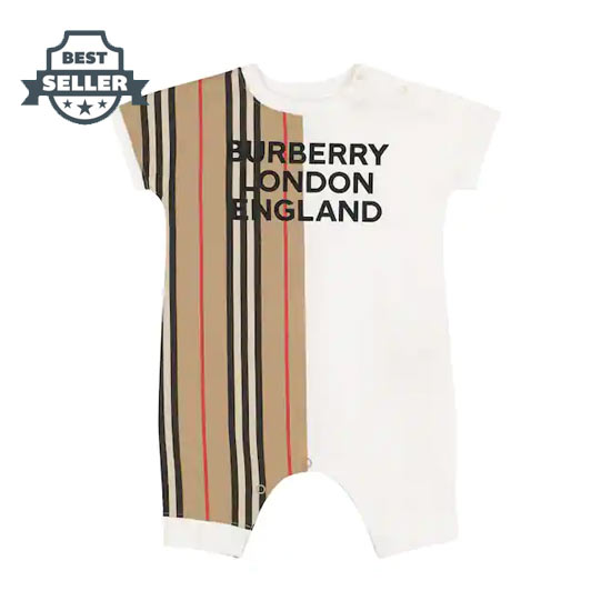 버버리 베이비 아기옷 우주복 Burberry Baby Icon Stripe cotton onesie