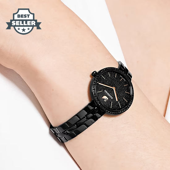 스와로브스키 코스모폴리탄 시계 Swarovski Cosmopolitan watch, Metal bracelet, Black, Black PVD