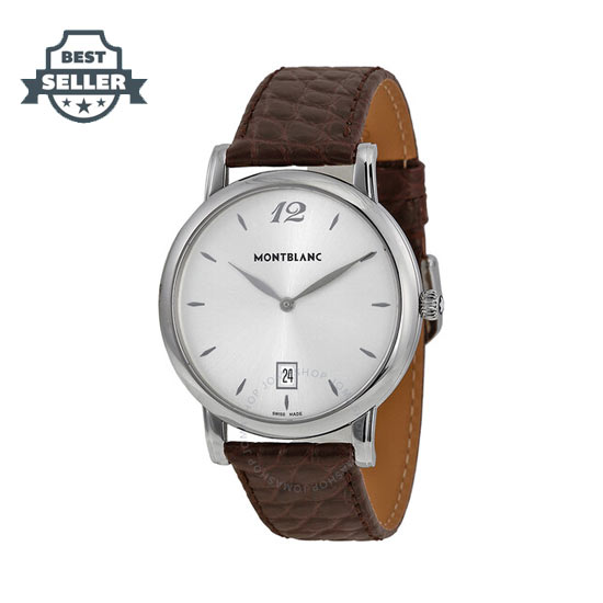 몽블랑 스타 클래식 남성 손목 시계 Montblanc Star Classique Date Stainless Steel Brown Leather Mens Watch 108770