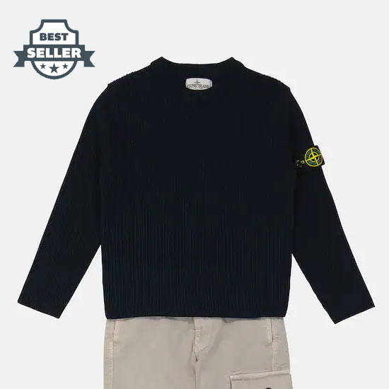 스톤 아일랜드 키즈 스웨터 Stone Island Junior Ribbed cotton sweater