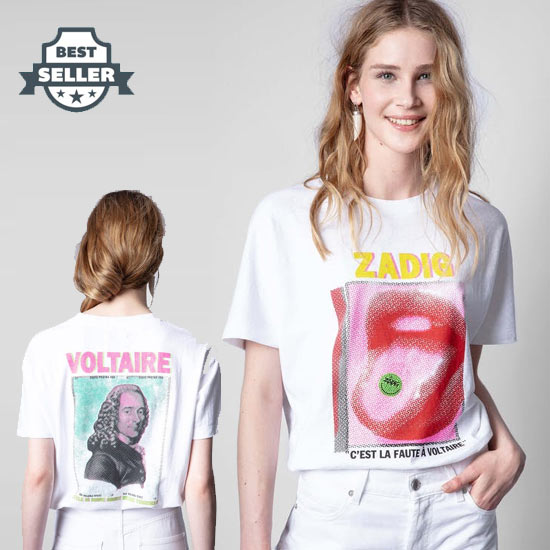 쟈딕 앤 볼테르 TOM 반팔 티셔츠 (선미 착용) Zadig &amp; Voltaire Tom Happy T-Shirt,WHITE
