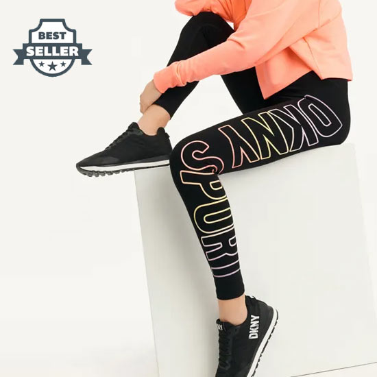 DKNY 레깅스 Exploded Ombre Logo High Waist Legging,Zest