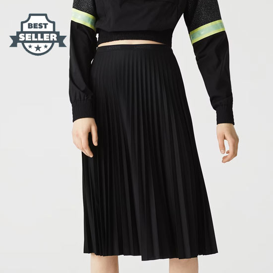 라코스테 플리츠 스커트 (전소미 착용) Lacoste Women’s Elasticized Waist Flowing Pleated Skirt,Black JF8050