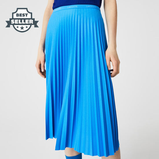라코스테 플리츠 스커트 (전소미 착용) Lacoste Women’s Elasticized Waist Flowing Pleated Skirt,Blue JF8050