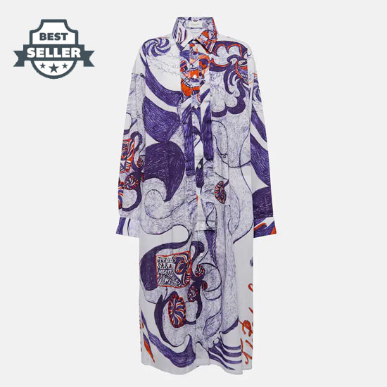르메르 앙카사푸라 셔츠 원피스 Lemaire Angkasapura printed cotton midi dress