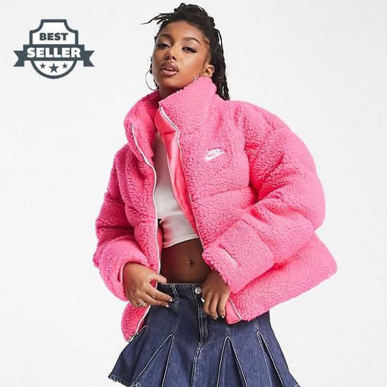 나이키 숏패딩 푸퍼 Nike borg padded jacket in hyper pink,PINK