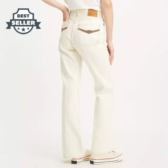 리바이스 무빙온 데님 Levi 70s MOVIN' On High Rise Flare Jeans,Sunny Cream - White