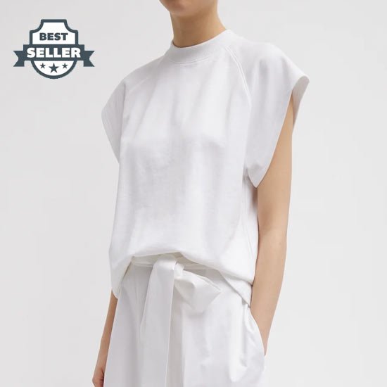 티비 민소매 탑 Tibi Summer Sweatshirting Sleeveless Easy Top,White