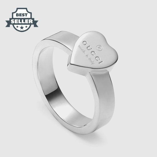 구찌 실버 하트 링 반지 Heart ring with Gucci trademark Style ‎223867 J8400 8106