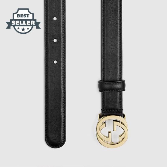 구찌 인터로킹G 가죽 벨트 2.5cm  Gucci Leather belt with interlocking G buckle 370717 AP00G 1000,black leather