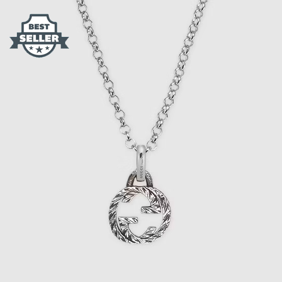 구찌 목걸이 인터로킹 G 펜던트 실버 목걸이 Gucci Interlocking G pendant necklace 455535 J8400 0811,Sterling silver