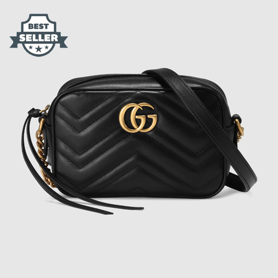 구찌 GG 마몬트백 마틀라쎄 미니 - 블랙 Gucci GG Marmont matelasse mini bag 448065 DTD1T 1000,black leather
