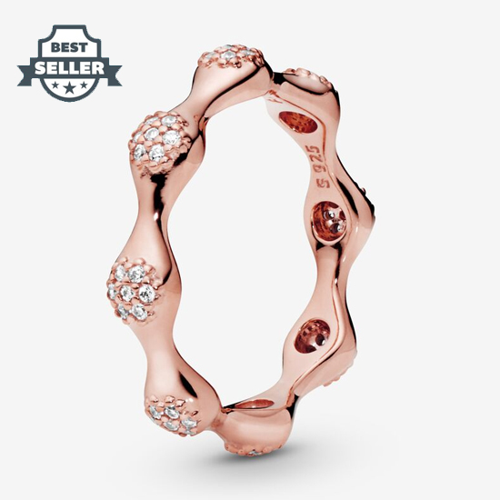 판도라 러브팟 반지 Modern LovePods Ring, Rose &amp; Clear CZ , Cubic Zirconia