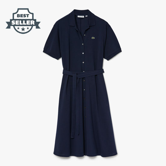 라코스테 벨티드 폴로 원피스 - 3 컬러 (이혜영, 최화정 착용) Lacoste Womens Cotton Pique Belted Polo Dress EF5471-51