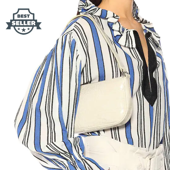 바이파 레이첼백, 크록 텍스처 - 크림 (제니, 조이, 화사 착용) By Far Rachel croc-effect leather shoulder bag