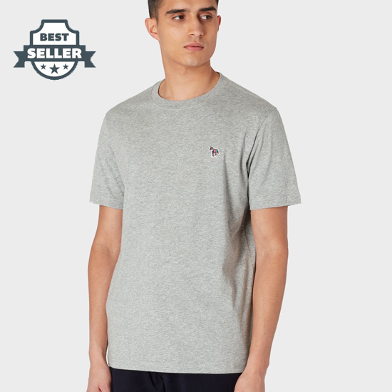 폴 스미스 티셔츠 Paul Smith Mens Grey Marl Organic-Cotton Zebra Logo T-Shirt