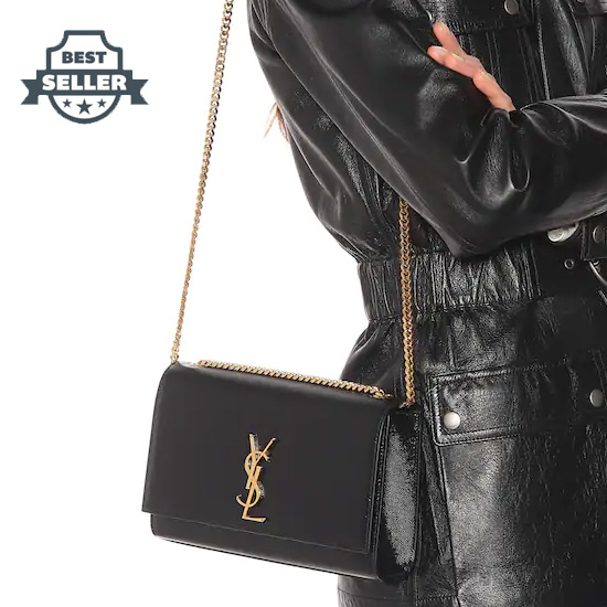 생 로랑 케이트 숄더백 겸 클러치 - 블랙/금장 Saint Laurent Kate Medium leather shoulder bag