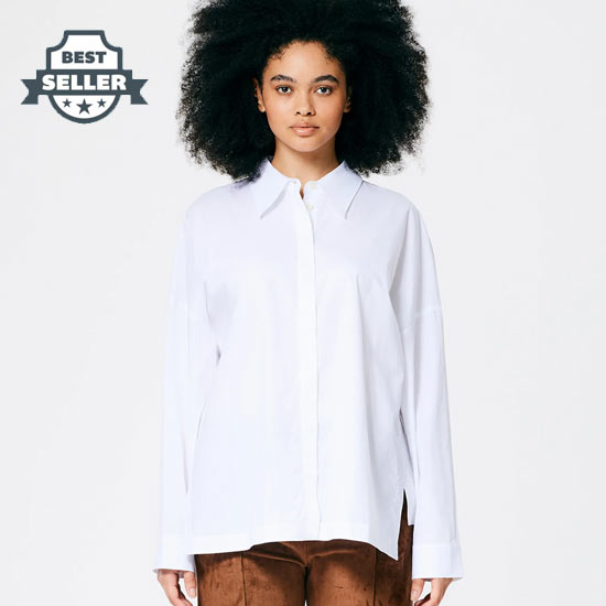 티비 셔츠 Tibi Classic Shirting Oversized Shirt,White
