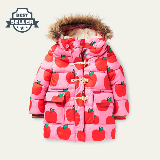 보덴 걸즈 자켓 Boden Longline Padded Jacket - Bright Pink Petal Apples