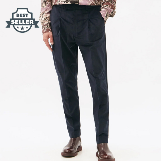 폴 스미스 플리츠 코듀로이 팬츠 - 네이비 Paul Smith Pleated cotton-blend corduroy trousers 1415510