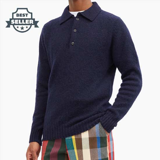 하울링 카라 울 스웨터 Howlin Navy Point-collar wool sweater