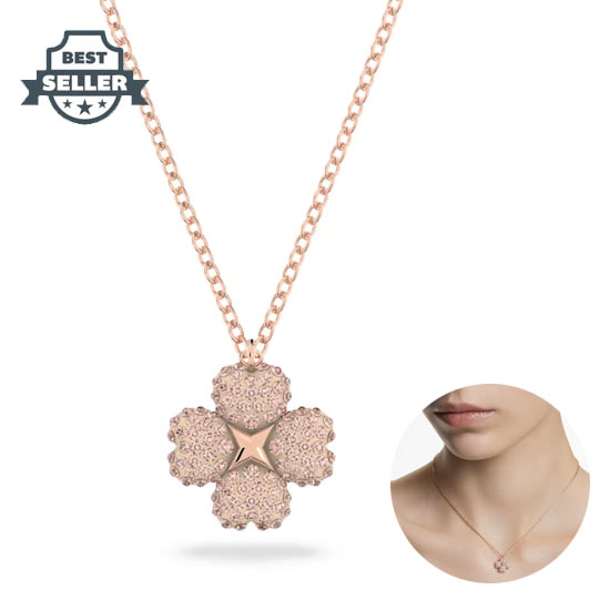 스와로브스키 펜던트 목걸이 Swarovski Latisha pendant, Flower, Pink, Rose gold-tone plated