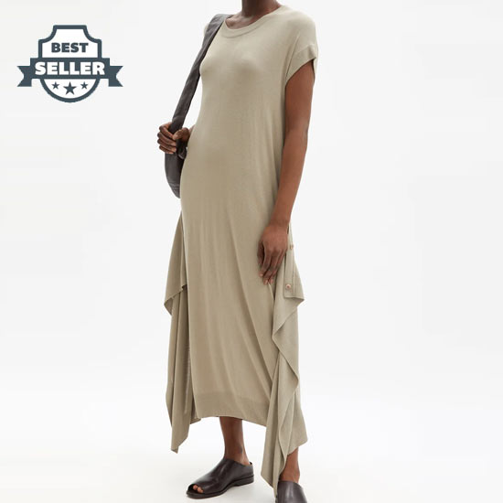 22SS 르메르 니트 롱 원피스 Lemaire LIGHT TAN Adjustable-waist knitted longline dress