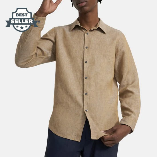 띠어리 린넨 셔츠 Theory Standard-Fit Shirt in Linen,SEPIA