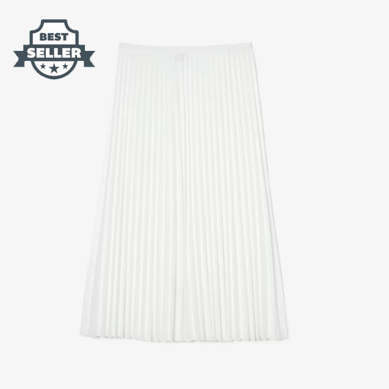 라코스테 플리츠 스커트 (전소미 착용) Lacoste Women’s Elasticized Waist Flowing Pleated Skirt,White JF8050