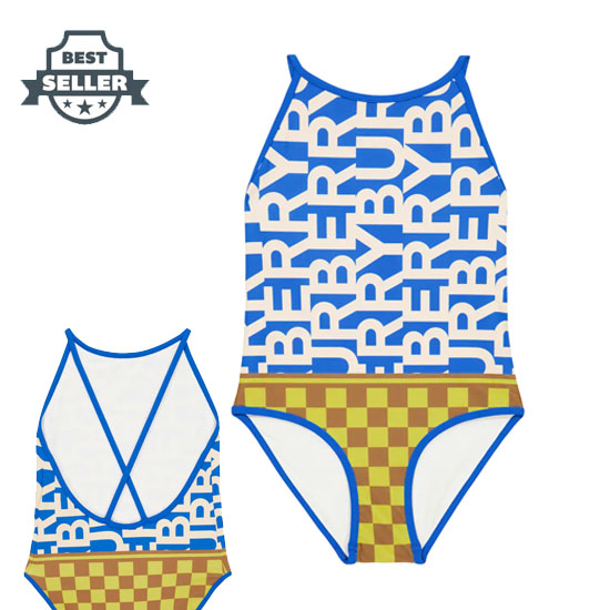 버버리 키즈 원피스 수영복 (키 98cm ~ 164cm) Burberry Logo printed swimsuit