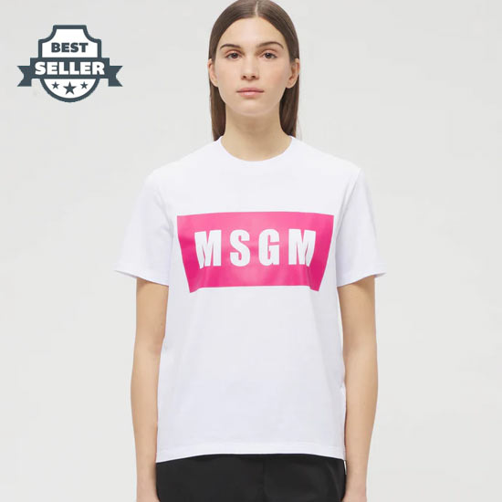 MSGM 로고 반팔티 Short-sleeved T-shirt with MSGM box logo